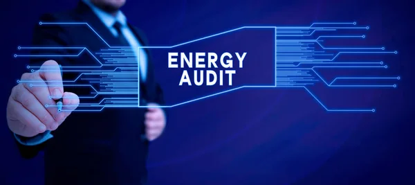 Conceptuele Titel Energy Audit Business Overview Assessment Energy Needs Efficiency — Stockfoto