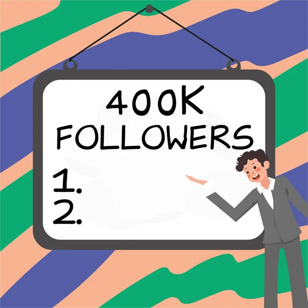 Hand Writing Sign 400K Followers Word Number Individual Who Follows — Φωτογραφία Αρχείου