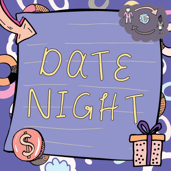 Концептуальный Заголовок Date Night Internet Concept Time Couple Can Take — стоковое фото