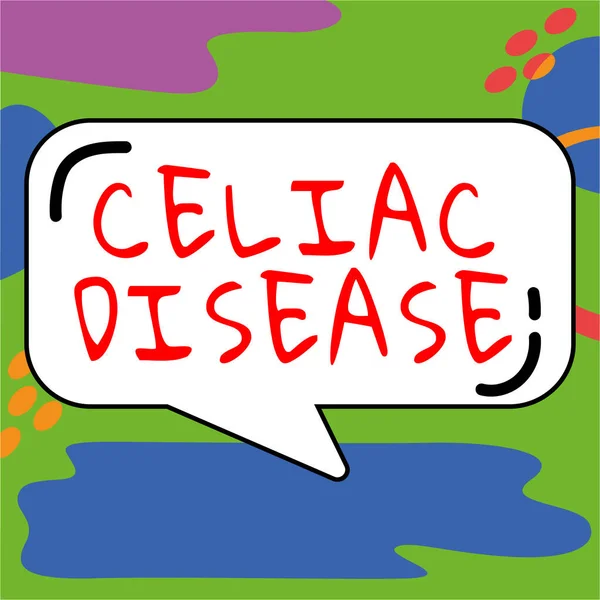 Jelzés Megjelenítése Celiac Betegség Szó Vékonybél Túlérzékeny Glutén Emésztési Probléma — Stock Fotó