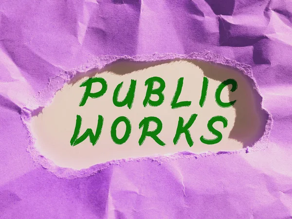 Текст Почерка Public Works Business Idea Описывает Просмотр Мероприятия Публичной — стоковое фото