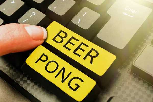 Escrevendo Exibindo Texto Beer Pong Ideia Negócio Jogo Com Conjunto — Fotografia de Stock