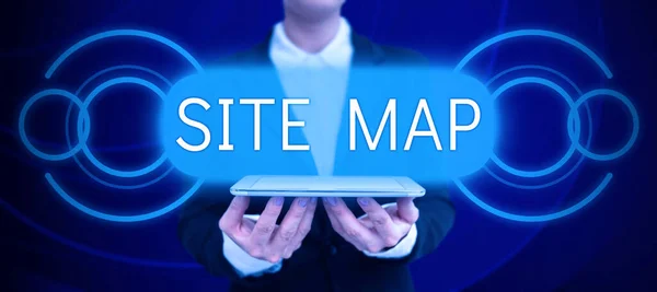 Sign displaying Site Map, Business overview designed to help both users and search engines navigate the site