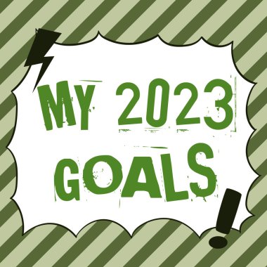 2023 Hedeflerimi gösteren metin işareti, Mevcut yıl için kişisel hedefler veya planlar belirleme sözcüğü