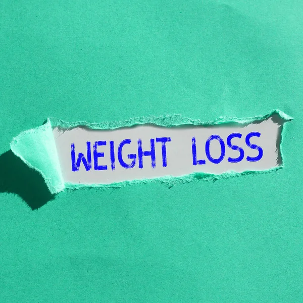 Hand Writing Sign Weight Loss Concept Meaning Decrease Body Fluid — Stock Photo, Image