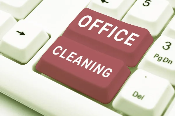 Kézírás Jel Office Cleaning Business Idea Irodaház Belsejének Megtisztítása — Stock Fotó