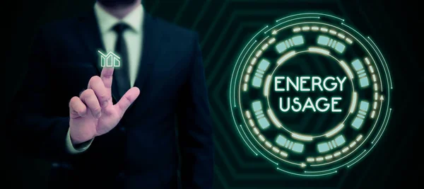 Logga Visar Energianvändning Affärsidé Mängd Energi Som Förbrukas Eller Används — Stockfoto