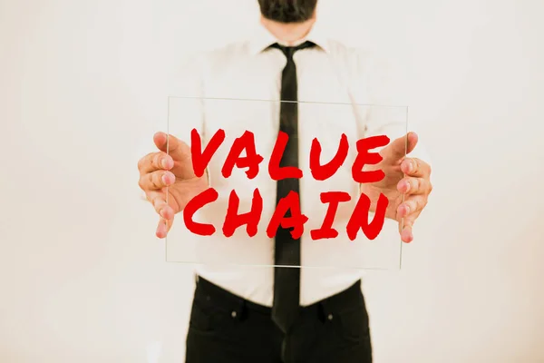Exibição Conceitual Value Chain Business Approach Processo Fabricação Negócios Análise — Fotografia de Stock