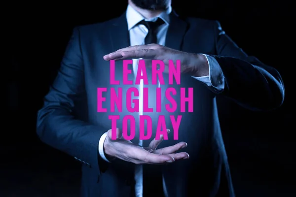 Exhibición Conceptual Aprende Inglés Hoy Concepto Que Significa Ganar Adquirir — Foto de Stock