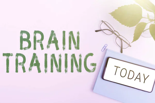 Text sign showing Brain Training, Word Written on mental activities to maintain or improve cognitive abilities