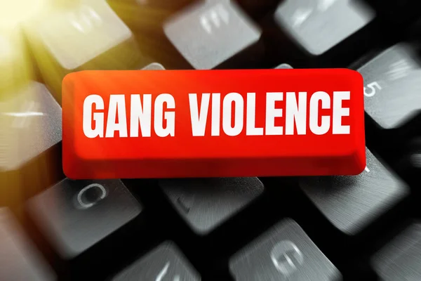 Escrevendo Exibindo Texto Gang Violência Palavra Por Violação Das Leis — Fotografia de Stock