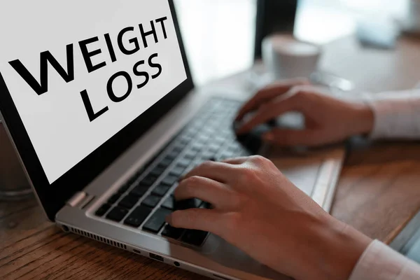 Handschrift Text Gewichtsverlust Konzeptionelle Foto Verringerung Der Körperflüssigkeit Muskelmasse Reduzieren — Stockfoto