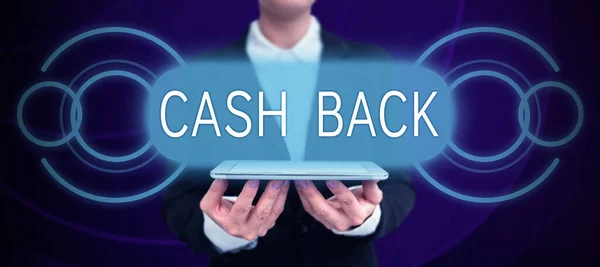 Cash Back Metin Gösterimi Kavramsal Fotoğraf Teşviki Alıcılara Nakit Aldıkları — Stok fotoğraf