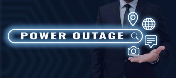 Sinal Texto Mostrando Power Outage Conceito Significado Capacidade Influenciar Pares — Fotografia de Stock