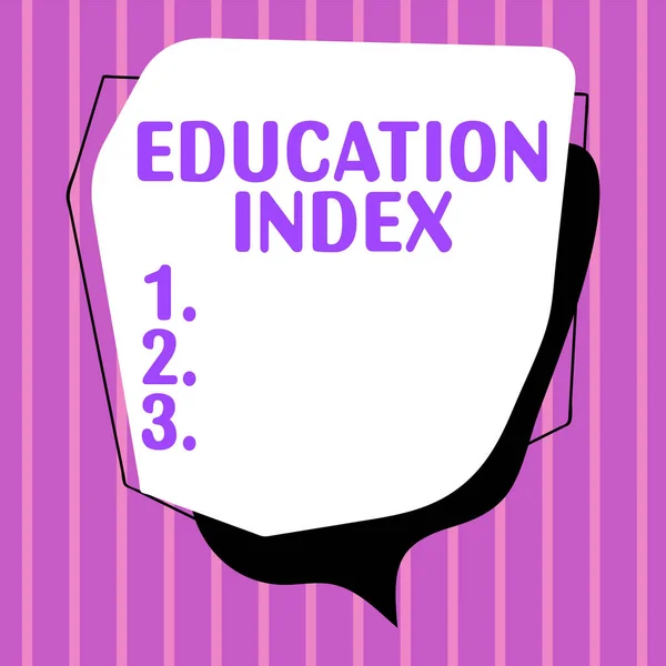Textový Nápis Ukazující Index Vzdělávání Podnikatelský Přístup Zaměřený Splnění Vzdělávacích — Stock fotografie