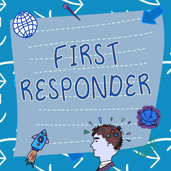 Τίτλος Κειμένου Που Παρουσιάζει First Responder Internet Concept Ένα Άτομο — Φωτογραφία Αρχείου