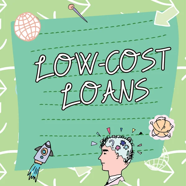 Handwriting text Low Cost Loans, Word Written on loan that has an interest rate below twelve percent