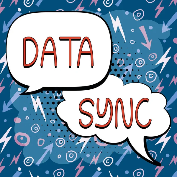 Handschrift Tekst Data Sync Woord Voor Gegevens Die Continu Wordt — Stockfoto