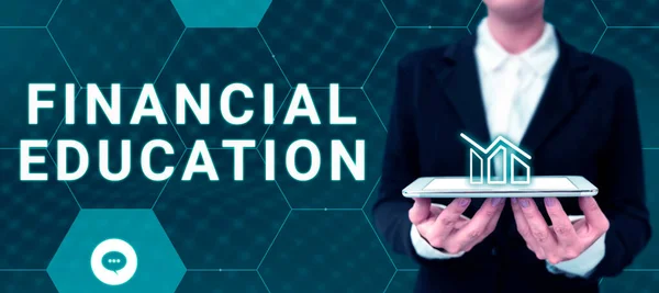 Inspiráció Mutató Jel Pénzügyi Képzés Koncepció Jelentése Megértése Monetáris Területek — Stock Fotó