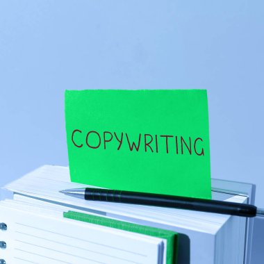 Reklamların metnini ya da tanıtım materyalini yazan kavramsal başlık Copywriting, Business showcase