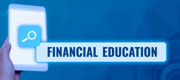 Znak Tekstowy Pokazujący Edukację Finansową Słowo Zrozumienie Obszarów Walutowych Takich — Zdjęcie stockowe