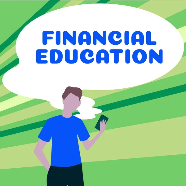 Tampilan Konseptual Pendidikan Keuangan Bisnis Menampilkan Pemahaman Bidang Moneter Seperti — Stok Foto