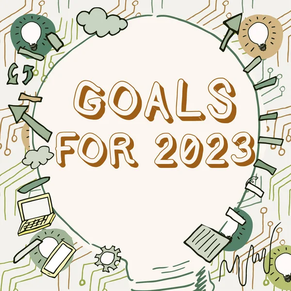 2023 Concepeption Caption Goals 2023 2023 년당신이가지고 성취하고자 과같은 것들을 — 스톡 사진
