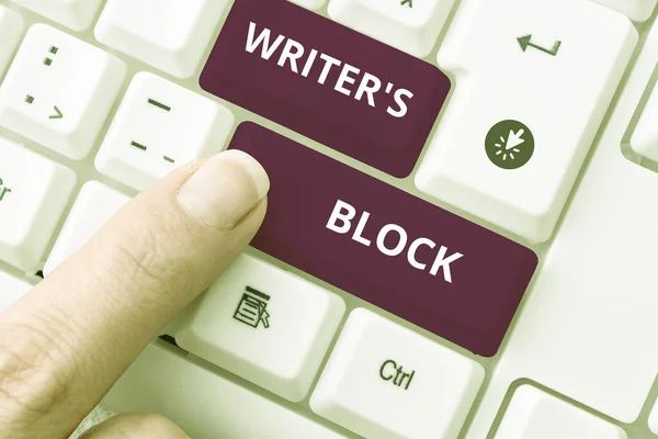 Sign displaying Writers Block, Business idea Condition of being unable to think of what to write