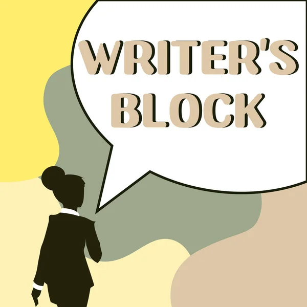 Conceptual display Writers Block, Business idea Condition of being unable to think of what to write