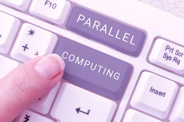 Leyenda Conceptual Computación Paralela Palabra Para Cálculo Simultáneo Mediante Software — Foto de Stock