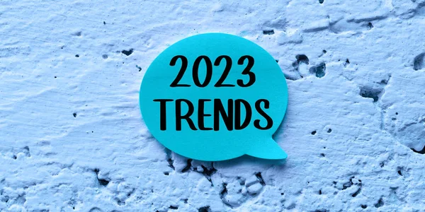 Szöveg Jel Mutatja 2023 Trendek Szó Dolgok Amelyek Híresek Rövid — Stock Fotó