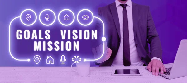 Ziele Vision Mission Konzept Bedeutet Praktischen Planungsprozess Verwendet Community Gruppe — Stockfoto