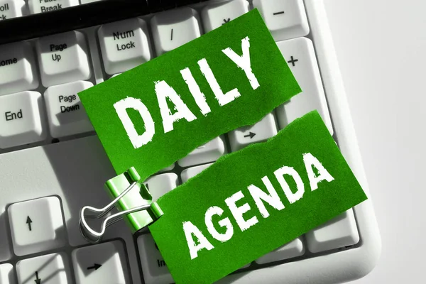 Подпись Концепцией Daily Agenda Business Approach List Items Discussed Daily — стоковое фото
