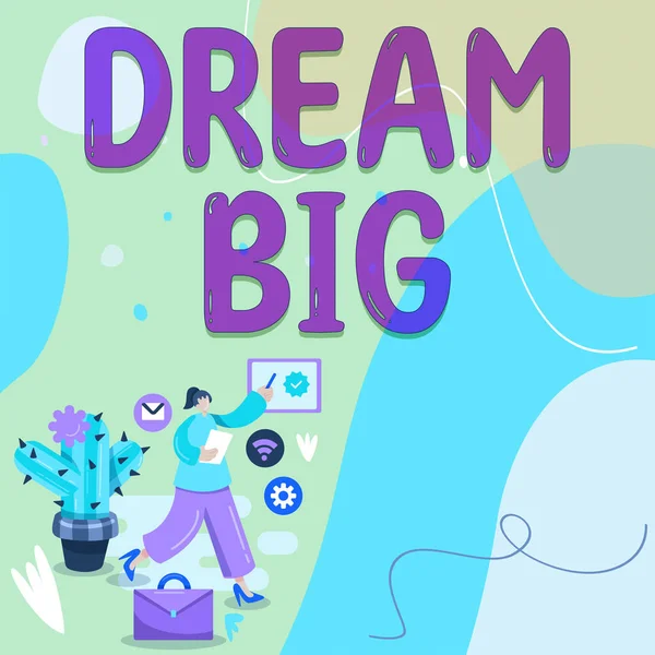 Conceptuele Bijschrift Dream Big Internet Concept Denken Aan Iets Van — Stockfoto