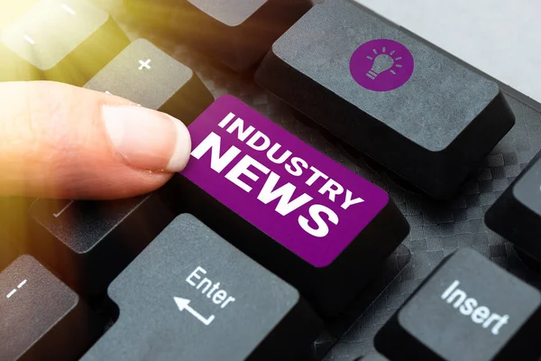 Kézírás Szöveg Industry News Word Technical Market Report Gyártó Trade — Stock Fotó