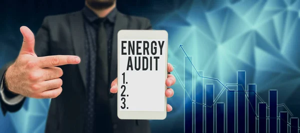 Inspiration Showing Sign Energy Audit Business Approach Assessment Energy Needs — Stock Photo, Image