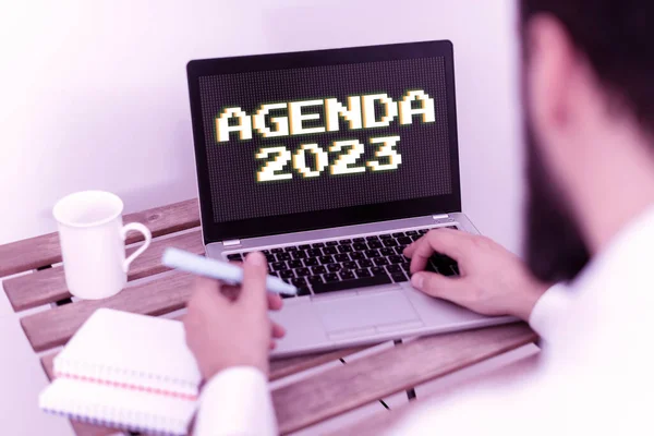 Exibição Conceitual Agenda 2023 Internet Concept List Activities Order Which — Fotografia de Stock