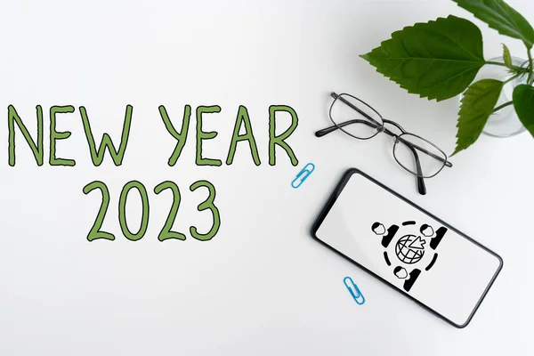 Text Rukopisu Nový Rok 2023 Obchodní Nápad Pozdrav Oslava Svátků — Stock fotografie