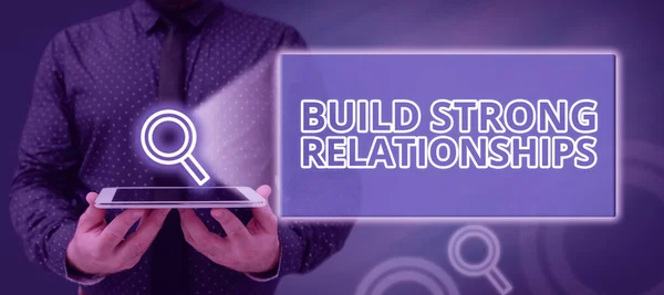 Inspiração Mostrando Sinal Construir Relacionamentos Fortes Conceito Internet Bom Serviço — Fotografia de Stock