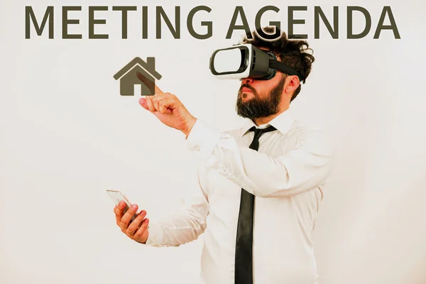 Conceptual caption Meeting Agenda, Business concept An agenda sets clear expectations for what needs to a meeting