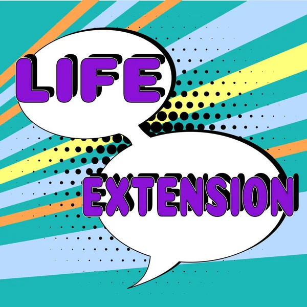 Conceptual caption Life Extension, Business concept able to continue working for longer than others of the same kind
