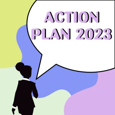 Eylem Planı 2023 'ü gösteren metin işareti, yapılacaklar listesi önümüzdeki yıl yapılacak şeylerin sayısını içeriyor