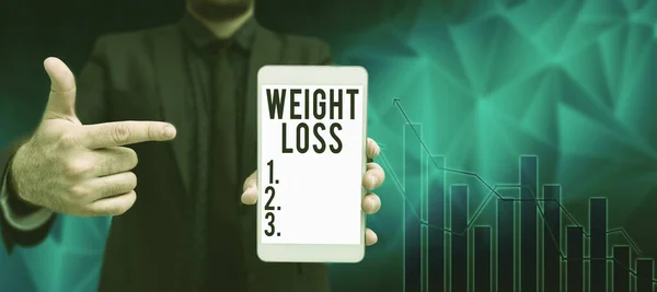 Textzeichen Mit Gewichtsverlust Business Ansatz Verringerung Der Körperflüssigkeit Muskelmasse Reduzieren — Stockfoto