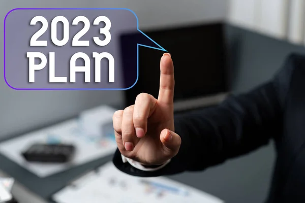 Conceptuele Weergave 2023 Plan Word Geschreven Het Opzetten Van Doelstellingen — Stockfoto
