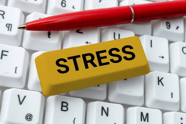 Znak Tekstowy Pokazujący Stres Biznes Przedstawia Fizyczny Czynnik Chemiczny Lub — Zdjęcie stockowe