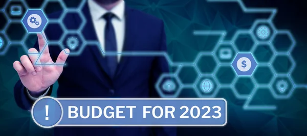 Texto Manuscrito Orçamento Para 2023 Conceito Negócio Uma Estimativa Escrita — Fotografia de Stock