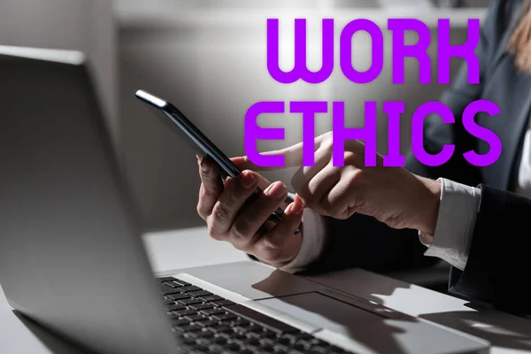 Tekst Bijschrift Presentatie Work Ethics Business Showcase Een Reeks Waarden — Stockfoto