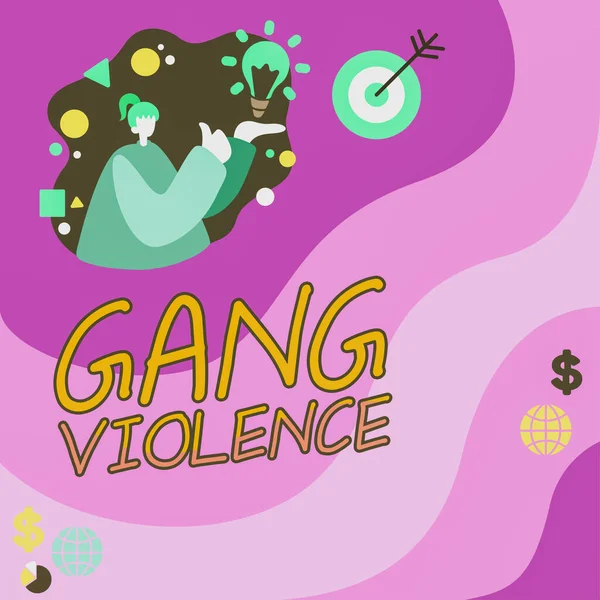 Legenda Texto Apresentando Violência Gangues Violação Abordagem Empresarial Das Leis — Fotografia de Stock