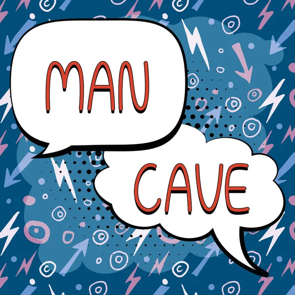 手写体文字人类洞穴 一个专为男性保留的房间 空间或区域的文字 — 图库照片