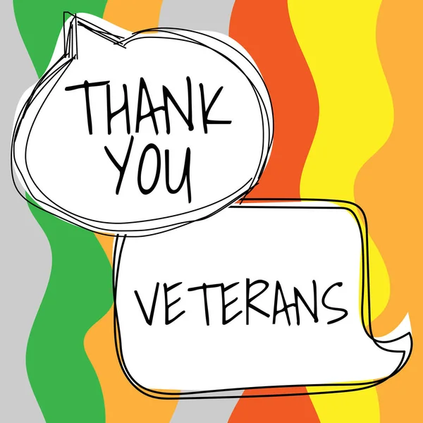 Text Sign Showing Thank You Veterans Business Approach Expression Gratitude — Stock Photo, Image